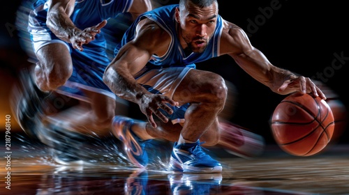 Obraz na płótnie Basketball Guard Performs Crossover Dribble