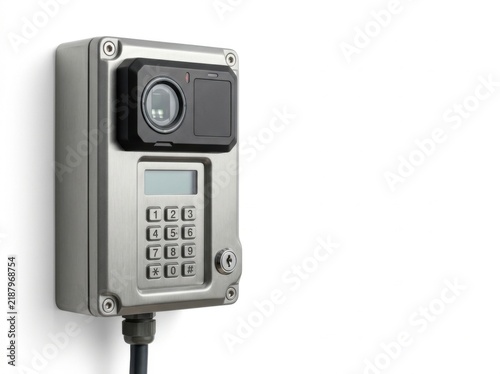 Industrial access control device with keypad and camera for security