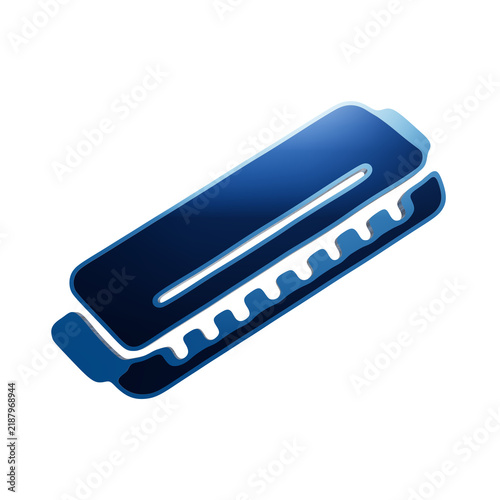 Fotografie A glossy blue metallic harmonica icon, 3D rendered musical instrument symbol for
