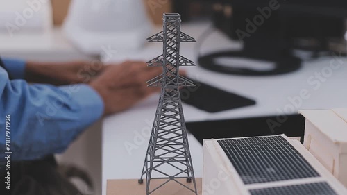 Close-up Of Person's engineer Hand Drawing Plan On Blue Print with architect equipment, Architects discussing at the table, team work and work flow construction concept