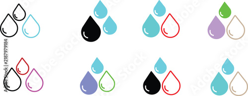 Set of colorful water drop vector icons