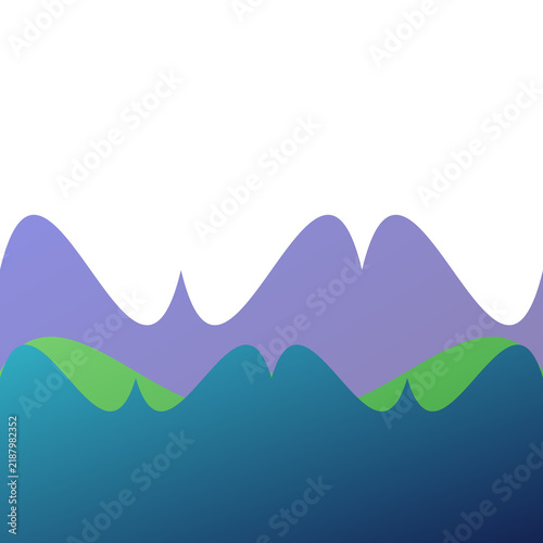 Smooth abstract mountain landscape illustration with purple and blue layered gradients design