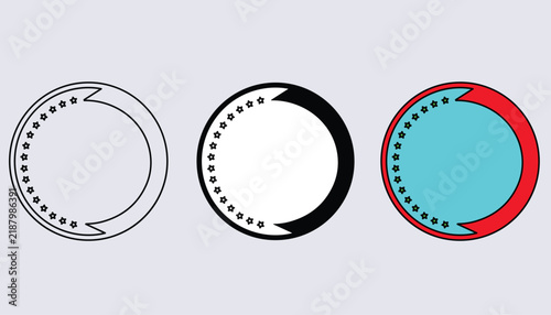 Circular Vector Badge Elements and Star Frames Set