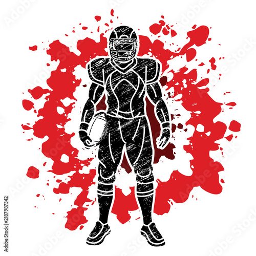 American Football Sport Player Action Graphic Vector