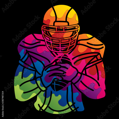 American Football Sport Player Action Cartoon Vector