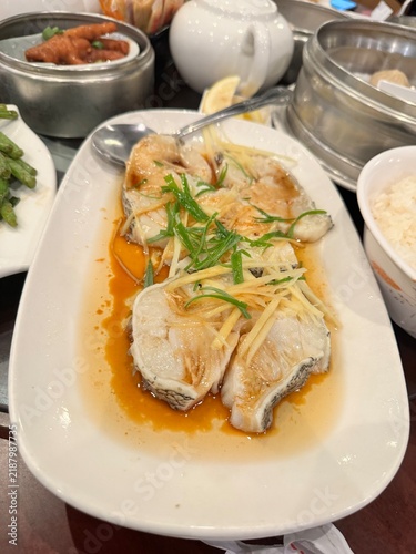 Cantonese Style Steamed Fish with Ginger Green Onions and Savory Soy Sauce