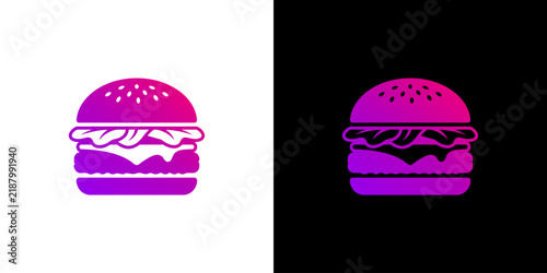 Modern Gradient Burger Icon on Dark and Light Backgrounds