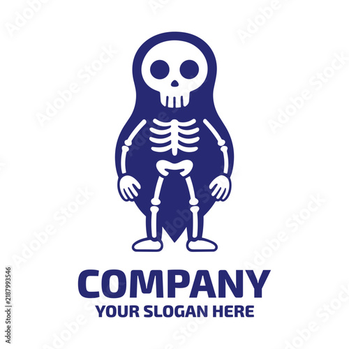 Matryoshka doll skeleton logo design