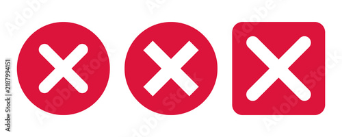 Quadro su tela Crimson Three Cross Marks Icon Set Isolated on Transparent Background PNG Vector