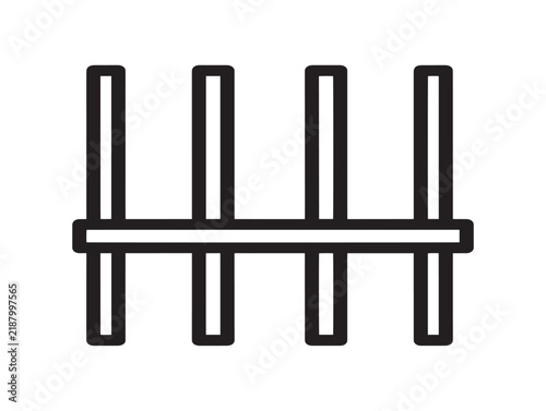 Minimalist prison jail bars icon vector line art for security and justice design elements