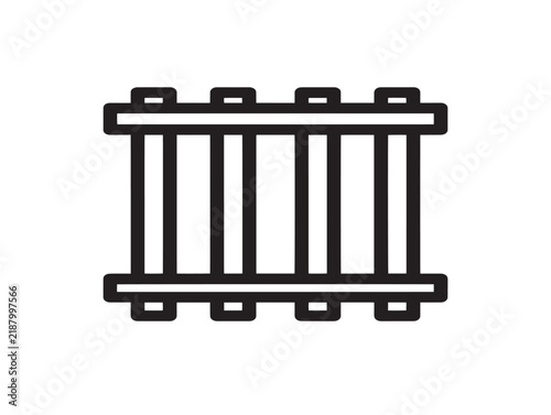 Jail bars icon, prison cell gate line art vector illustration for security concepts.