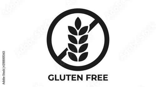Gluten free icon featuring a black wheat stalk silhouette inside a circle with bold text underneath