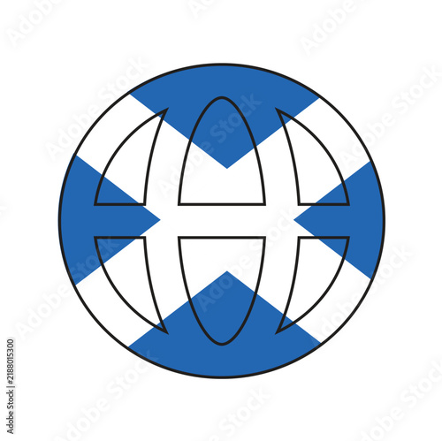 The Scotland national flag - Circular earth design vector and illustration with the transparent background 