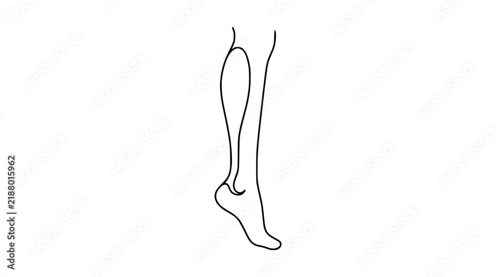 Obraz premium Minimalist line art of a woman's lower leg and foot