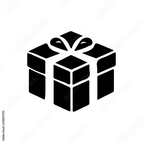Black gift box with decorative ribbon silhouette
