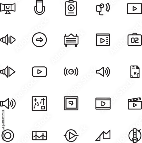 Multimedia Video Audio and Media Player Line Icon Set