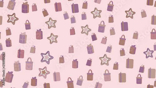 Gift Boxes Shopping Bags and Stars Pattern