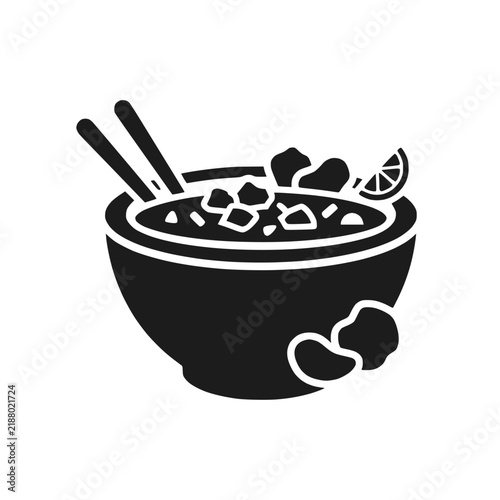 Bowl with Food and Chopsticks