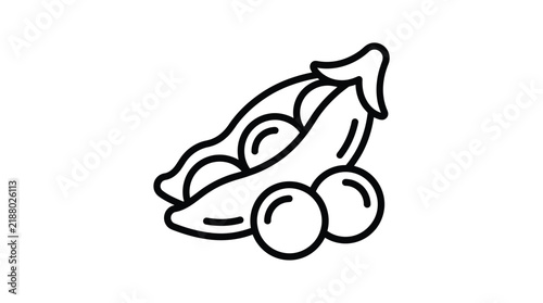 Green pea pod vegetable icon rendered as a minimalist black and white flat vector graphic design