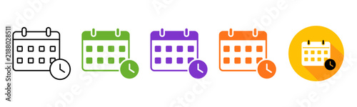 Calendar vector icons showing various dates including number one thirty one check mark and monthly grid patterns.