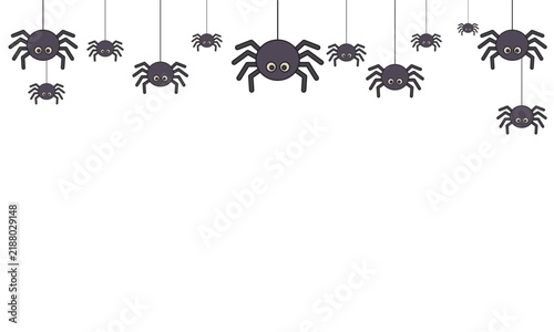 Halloween Hanging Spider Border Frame Illustration Vector