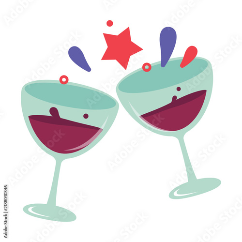 Two Red Wine Glasses Toasting for Celebration and Romantic Event