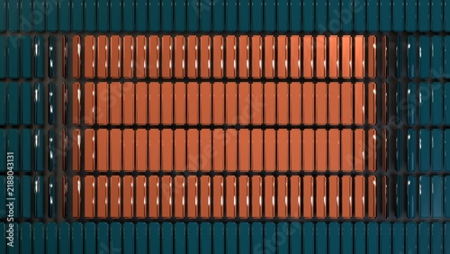 Blue copper orange metallic flip plate array abstract background