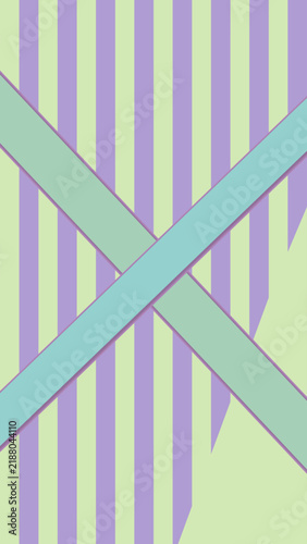 A playful abstract composition combines lavender and pale green vertical stripes with overlapping mint and turquoise diagonal ribbons for modern stationery and textile designs.