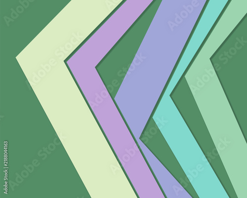 Overlapping folded bands in green, lilac, turquoise, and pale mint create a dimensional abstract study suited to modern branding, technology, packaging, and editorial design.