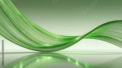 Modern Abstract Green Wave with Elegant Curves and Reflection for Clean Energy Concept
