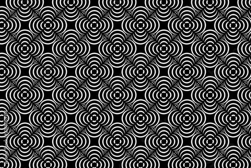 Картината върху платно Monochrome Op Art Floral Geometric Seamless Pattern Background