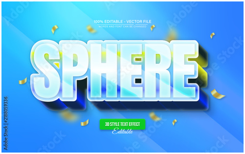 Sphere 3D Text Effect, Editable Glossy Blue Vector Text Style