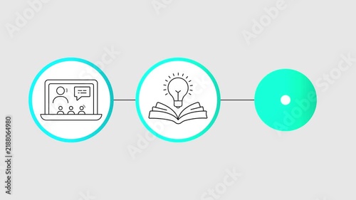 Minimal virtual classroom, Knowledge and e-learning platform line icon set animation. 4k stock video