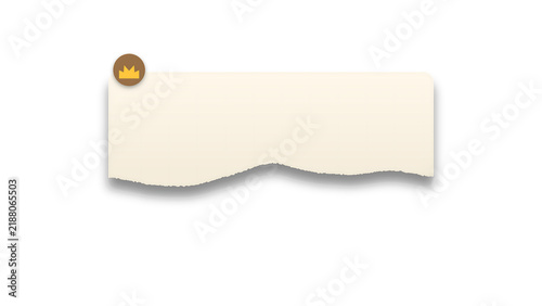 Paper note with crown icon isolated on transparent background