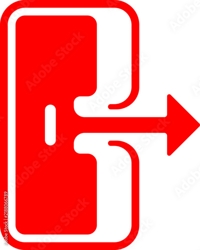 Red Exit Sign, Emergency Door, Way Out Symbol