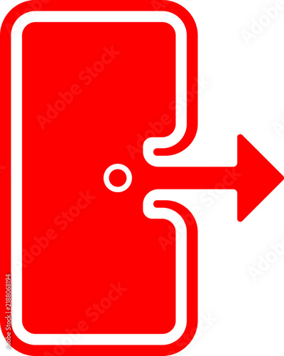Red Exit Sign, Emergency Door, Way Out Symbol
