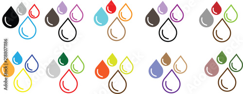 Set of colorful water drop vector icons
