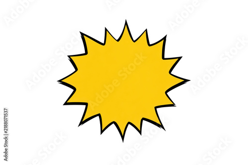 Yellow comic starburst shape isolated