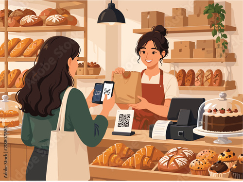 vector illustration of a small independent bakery business