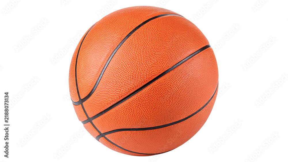 Fototapeta premium Traditional orange leather basketball ball isolated classic team sports equipment gear