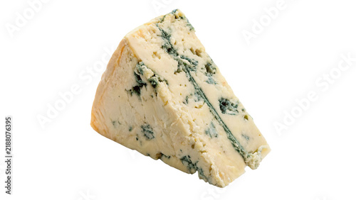 Bild auf Leinwand Gourmet blue cheese slice delicious roquefort or dorblu dairy food ingredient is