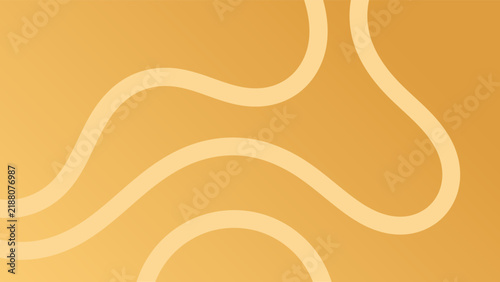Abstract minimalist background with smooth creamy curvy lines over a warm gold and mustard yellow gradient. Minimalist wavy background.