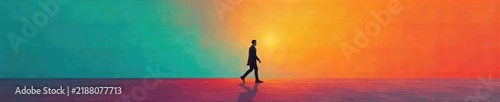 A solitary figure walks a straight line, reflecting a minimalist, focused approach to life; perfectly embodying the concept of linear thinking and direct action , focus, simple