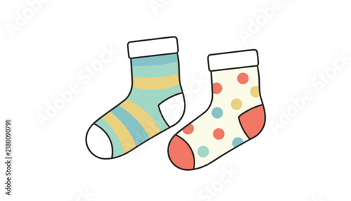 Pair of cozy woolen socks with striped and polka dot patterns in soft pastel colors, perfect for comfort and home lifestyle.