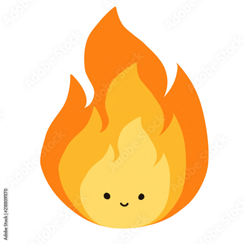 Cute Fire Flame Character with Smiling Face Illustration Isolated on Transparent Background