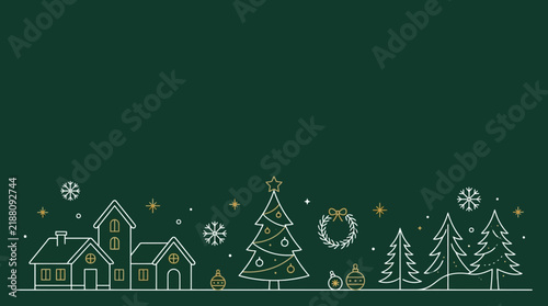 Christmas Outline Illustration Banner for Holiday Branding and Design