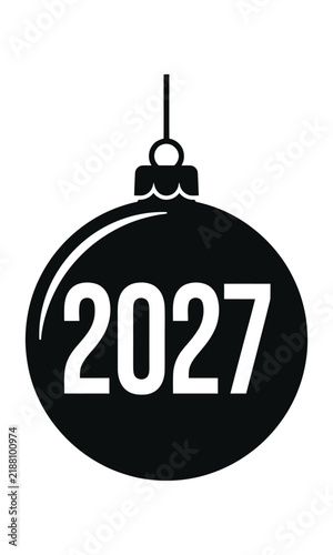 Christmas bauble ornament with the year 2027, festive holiday decoration, vector graphic