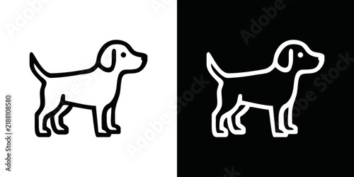Animal icon in modern line art style, minimal outline vector illustration of wild and domestic animals