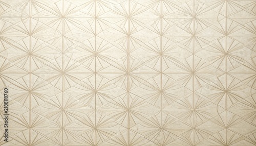 Elegant Japanese asanoha pattern in delicate pale gray lines over warm ivory washi paper texture