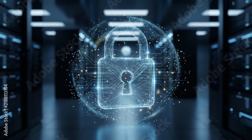 Cybersecurity Digital Lock and Network Protection Concept